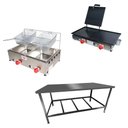 Ver imagem 1 de Kit Lanchonete Mesa de Manipulação 120x55cm + Fritadeira a Gás 2 Cuba + Chapa a Gás 60cm