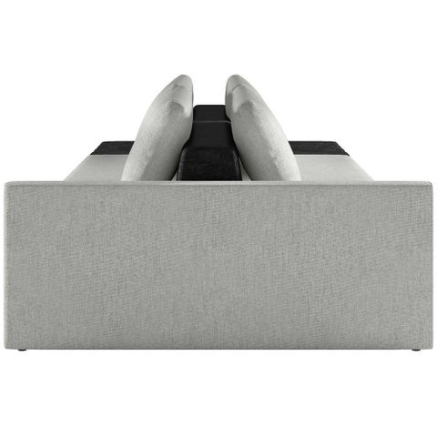 Sofá Ilha Modular para Sala 252cm com Puff Dublin K01 Linho Cinza e Sintético Preto - Lyam Decor