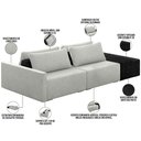 Ver imagem 7 de Sofá Ilha Modular para Sala 252cm com Puff Dublin K01 Linho Cinza e Sintético Preto - Lyam Decor