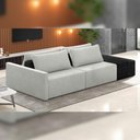 Ver imagem 6 de Sofá Ilha Modular para Sala 252cm com Puff Dublin K01 Linho Cinza e Sintético Preto - Lyam Decor