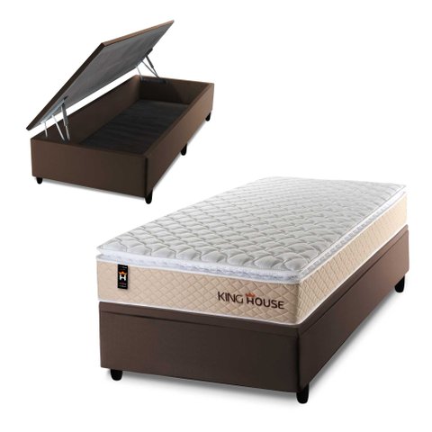 Cama Box Baú Solteiro Alford com Colchão Molas Ensacadas 88x188x73 Marrom