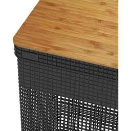 Cesto de Roupas Grid Com Tampa De Bambu 49l Preto - OU - 3