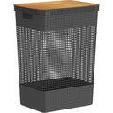Ver imagem 1 de Cesto de Roupas Grid Com Tampa De Bambu 49l Preto - OU
