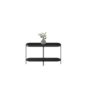 Aparador Monaco 139cm em Couro Preto e Preto Tx Linea Brasil
