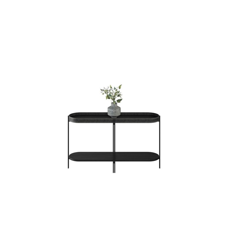Aparador Monaco 139cm em Couro Preto e Preto Tx Linea Brasil