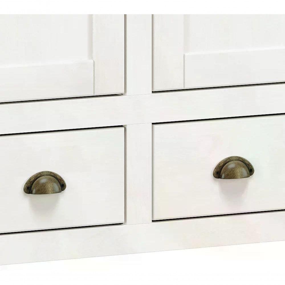 Guarda Roupa Casal 4 Portas Madeira Maciça 9105 Branco Carva - 4