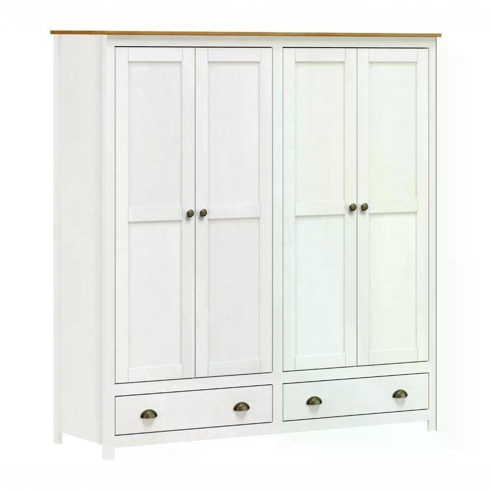 Guarda Roupa Casal 4 Portas Madeira Maciça 9105 Branco Carva - 1