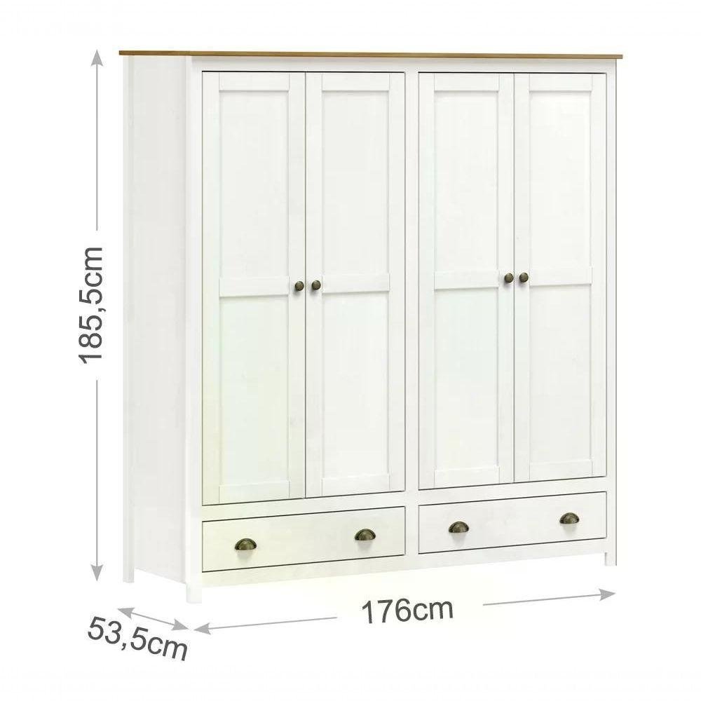 Guarda Roupa Casal 4 Portas Madeira Maciça 9105 Branco Carva - 7