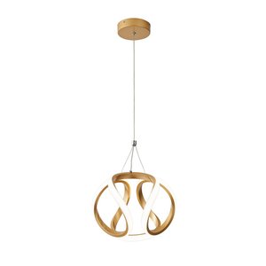 Pendente Moderno Dourado 25cm Led 35W Bivolt PARIS LUZ