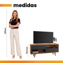 Ver imagem 4 de Rack Bancada Home para TV até 50" Portas Deslizantes Pés Palito Sala de Estar Marrom Madeira e