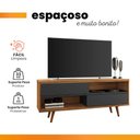 Ver imagem 6 de Rack Bancada Home para TV até 50" Portas Deslizantes Pés Palito Sala de Estar Marrom Madeira e