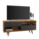 Ver imagem 5 de Rack Bancada Home para Tv até 50" Portas Deslizantes Pés Palito Sala de Estar Marrom Madeira e