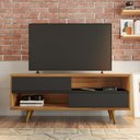 Ver imagem 1 de Rack Bancada Home para Tv até 50" Portas Deslizantes Pés Palito Sala de Estar Marrom Madeira e