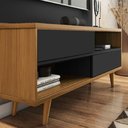 Ver imagem 4 de Rack Bancada Home para Tv até 50" Portas Deslizantes Pés Palito Sala de Estar Marrom Madeira e