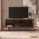 Ver imagem 2 de Rack Bancada Home para TV até 50" Portas Deslizantes Pés Palito Sala de Estar Marrom Madeira e