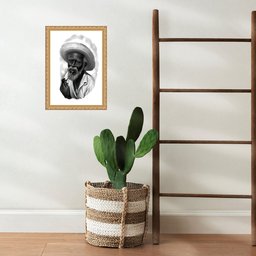 Quadro Moldura Dourada Desenho Preto Velho 24x18cm:com Acetato - 2