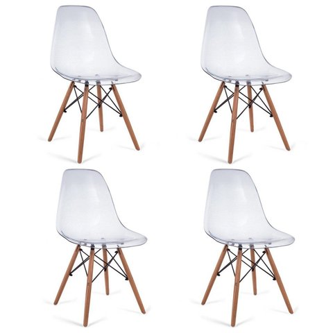 Kit 4 Cadeiras Eames PP Dsw-m Transparente