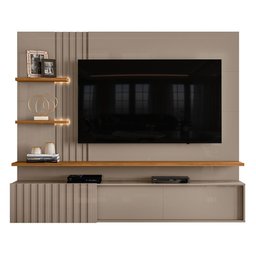 Painel Para TV Até 55 Pol. Bancada Suspensa Atena Fendi/Naturale - Madetec - 1