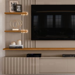 Painel Para TV Até 55 Pol. Bancada Suspensa Atena Fendi/Naturale - Madetec - 3