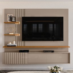 Painel Para TV Até 55 Pol. Bancada Suspensa Atena Fendi/Naturale - Madetec - 4