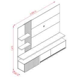Painel Para TV Até 55 Pol. Bancada Suspensa Atena Fendi/Naturale - Madetec - 5
