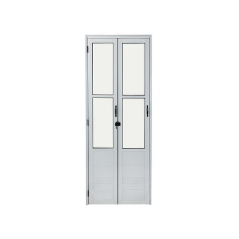 Porta Camarão Alumínio Lambril Branco 210x70 Com Vidro Completa Montada Pronta Instalação