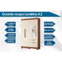 Ver imagem 2 de Guarda Roupa Solteiro 4 Portas (2 C/ Espelho) e 2 Gavetas C/ Pés Londrina 4.2 Jatobá - Santos