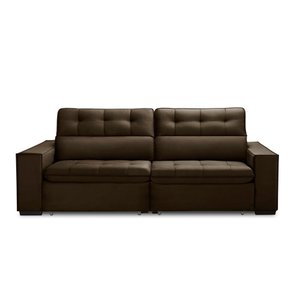 Sofa Retratil Reclinavel 2 Lugares 2,10 Vitória Veludo Marrom Lansofbr