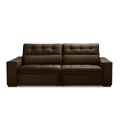 Sofa Retratil Reclinavel 2 Lugares 2,10 Vitória Veludo Marrom Lansofbr