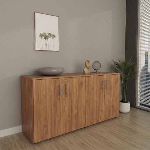 Armário Multiuso Escritório 75x160cm 4 Portas com Chave Corp 25 Bege