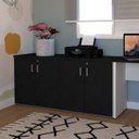 Ver imagem 1 de Armário Multiuso Escritório 75x160cm 4 Portas com Chave Corp 25 Preto