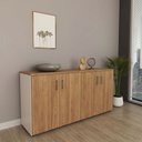 Ver imagem 1 de Armário Multiuso Escritório 75x160cm 4 Portas com Chave Corp 25 Bege