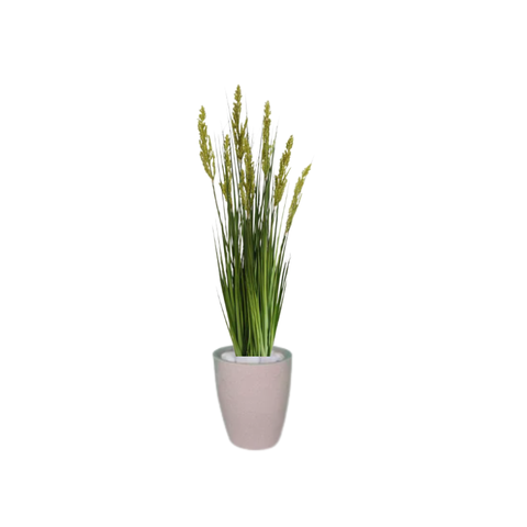 Planta Árvore Artificial Grass com Grão 90 cm Kit + Vaso S. Bege 30 cm