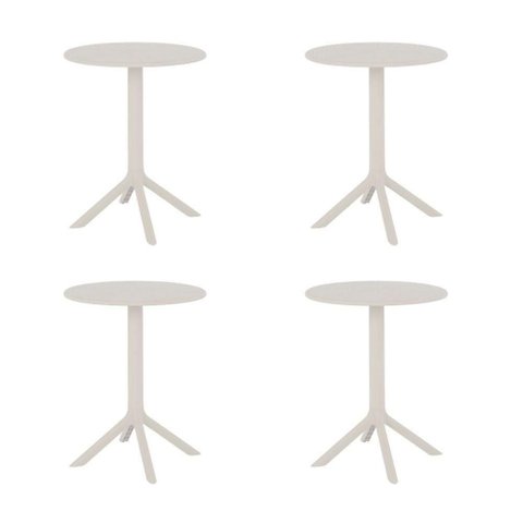 Kit 4 Mesas de Jantar Redonda Área Externa Taormina Drops Fratini 60 Cm (larg) Polipropileno Nude