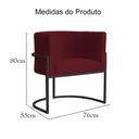 Ver imagem 6 de Poltrona Luana Suede Bordo Base Preto Sala Luxo - Fm