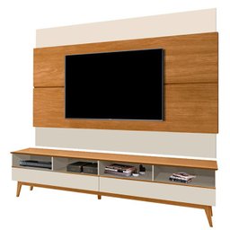 Painel 218cm e Rack Para TV 75 Pol 14x Off White Nature Tebar - 1