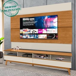 Painel 218cm e Rack Para TV 75 Pol 14x Off White Nature Tebar - 2