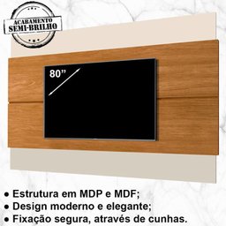 Painel 218cm e Rack Para TV 75 Pol 14x Off White Nature Tebar - 6
