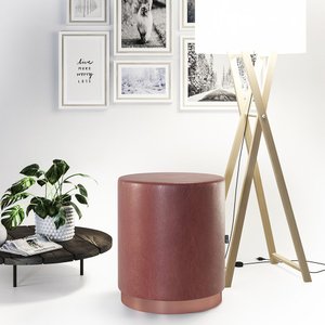 Banco Puff Estofado Redondo Decorativo Viena Telha Adz