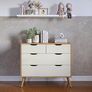 Comoda 4 Gavetas Lisboa M-101 Freijo Off White Colibri Moveis