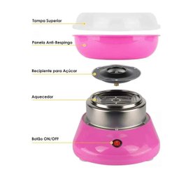 Maquina de Algodão Doce Elétrica Portatil Mini 110v Rosa - 3