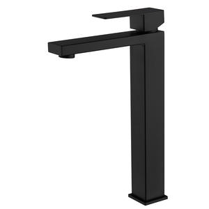Torneira Misturador Monocomando Preto Fosco Quadrado Alto para Banheiro