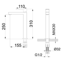 Ver imagem 5 de Torneira Misturador Monocomando Preto Fosco Quadrado Alto para Banheiro