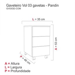 Gaveteiro Volante 3 Gavetas Home Office  - 3