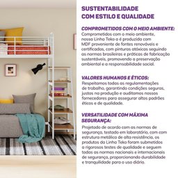 Cama Alta em Aço Infantil/juvenil Teko Casatema  - 10