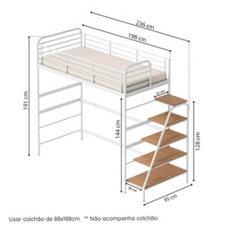 Cama Alta em Aço Infantil/juvenil Teko Casatema  - 3