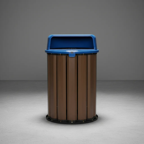 Lixeira de Madeira Plástica Ecológica 94l - Azul