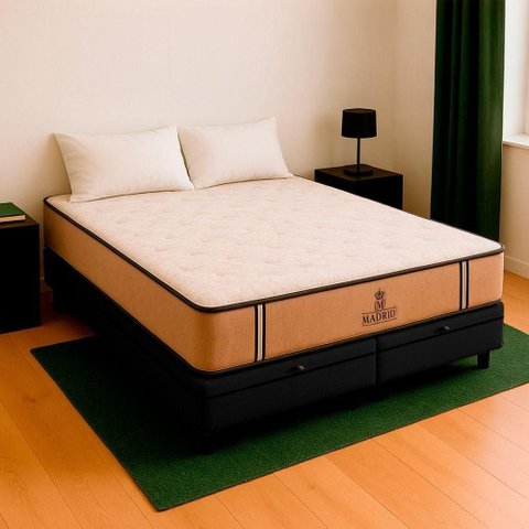 Cama Box Baú Queen Preto e Colchão Madrid Molas Vstore