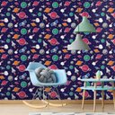 Ver imagem 2 de Papel de Parede Infantil - Planetas e Naves Arte Destaque 3,50 Metros