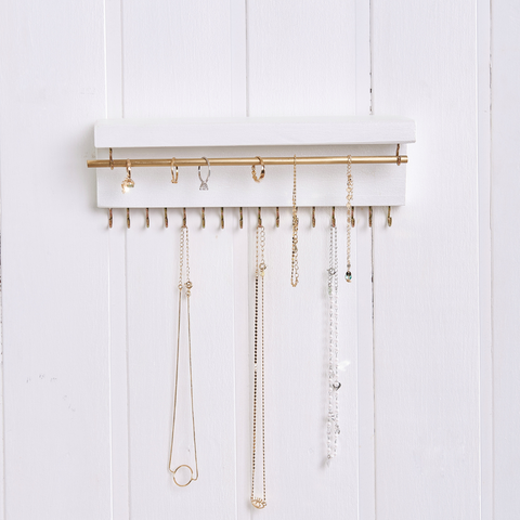 Porta joias de parede em madeira - branco